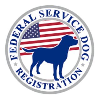 Federal Service Dog Registration seal with American flag and dog silhouette